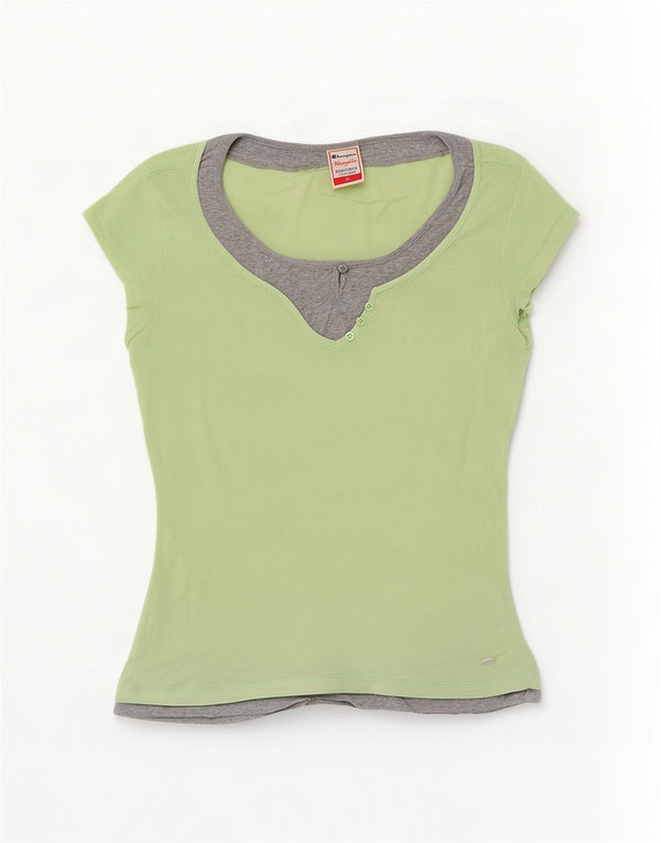 Champion Womens Heritage Fit T-Shirt Top UK 18 XL Grøn Colourblock