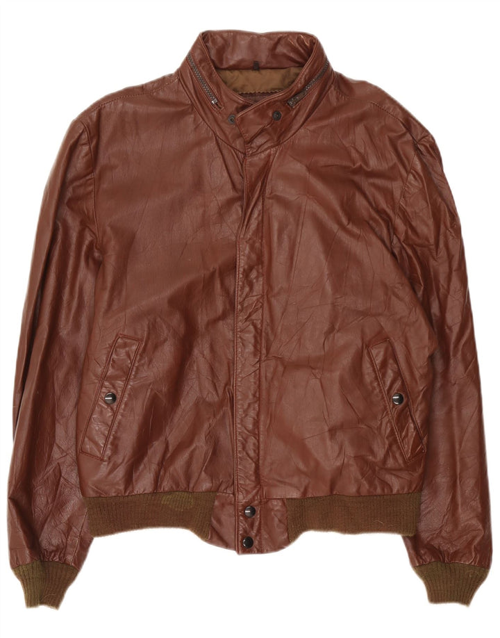 Cooper  Mens Hooded Leather Jacket UK 42 XL Brown Leather