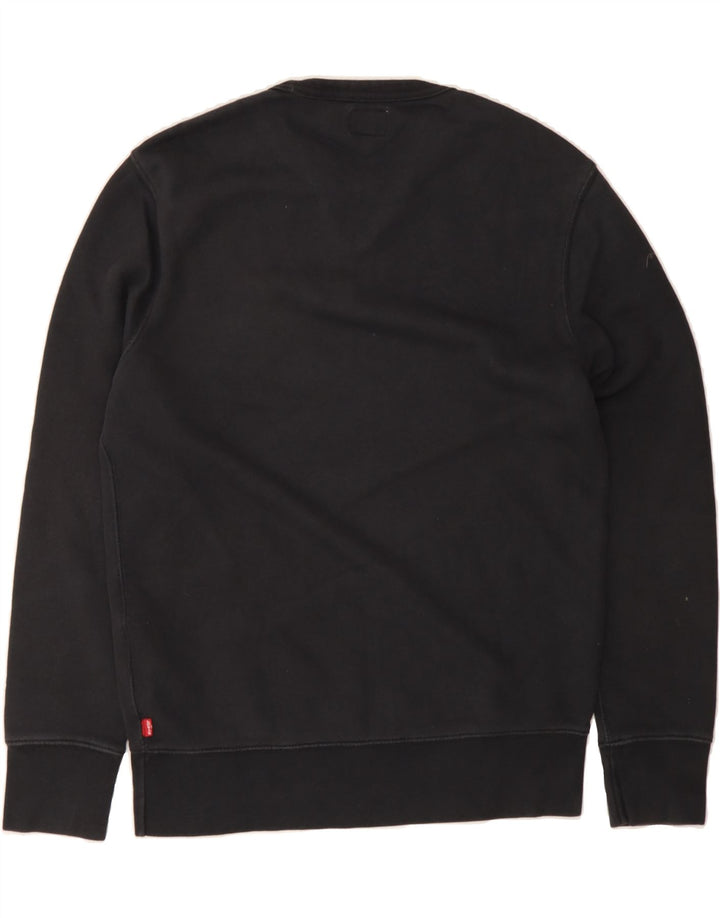 LEVI'S Mens Graphic Sweatshirt Jumper Small Black Cotton Vintage Levi's and Second-Hand Levi's from Messina Hembry 