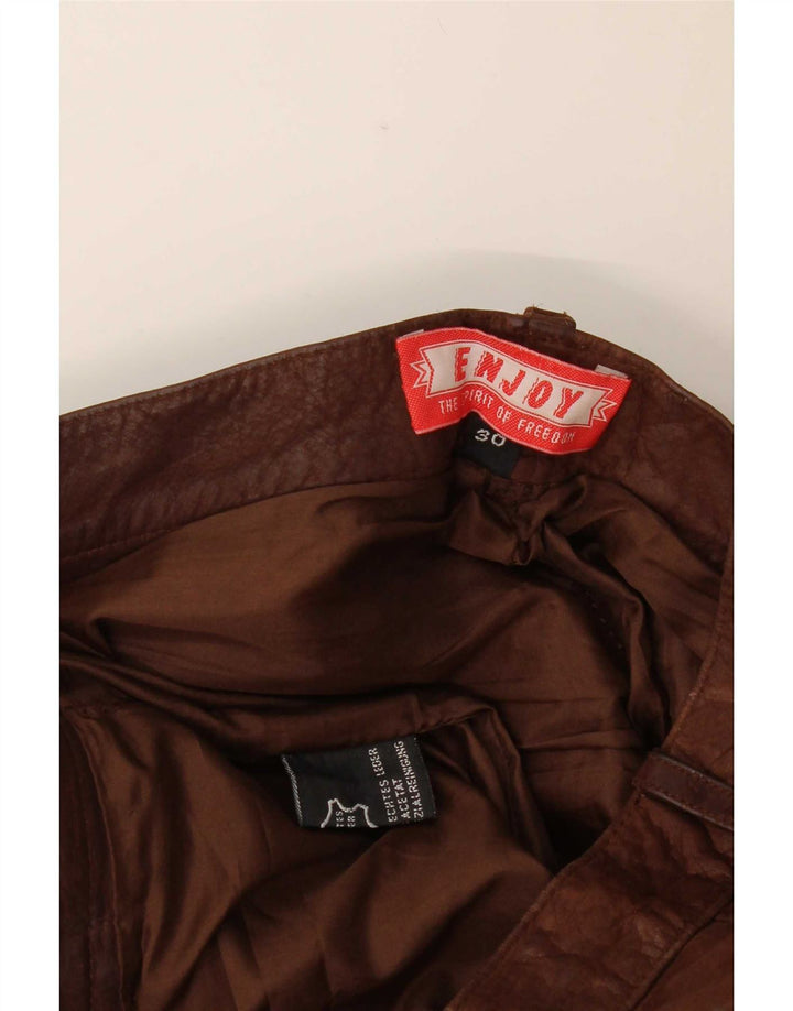 ENJOY Pantaloni in pelle da uomo W30 L34 Marrone