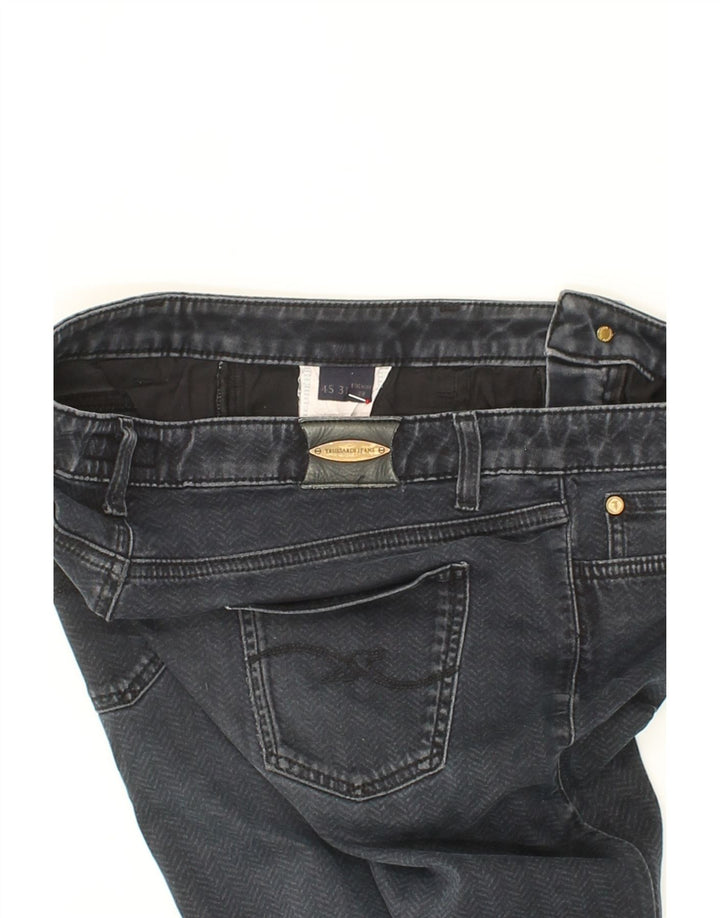 TRUSSARDI Womens Slim Jeans W32 L31 Blue Herringbone Vintage Trussardi and Second-Hand Trussardi from Messina Hembry 