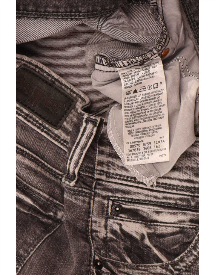 Levi's Womens 570 Straight Jeans W32 L34 Grey Cotton