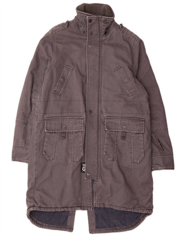 G-STAR Mens 3301 Graphic Parka Jacket UK 38 Medium Grey Cotton