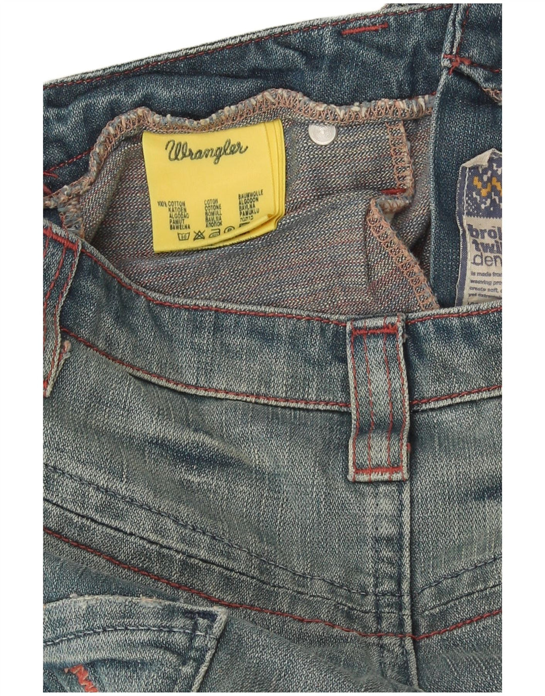 Pantaloncini di jeans Bermuda da donna Wrangler W29 cotone blu medio