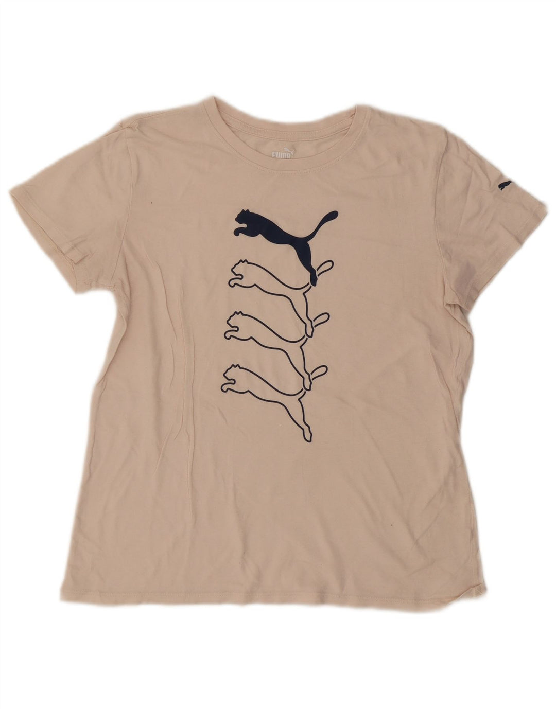 PUMA Womens Graphic T-Shirt Top UK 12 Medium Off White
