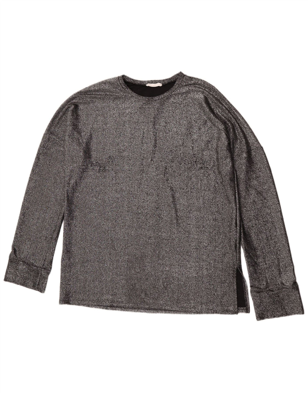 Zara Womens Oversized Top Long Sleeve UK 10 Small Silver Polyamide