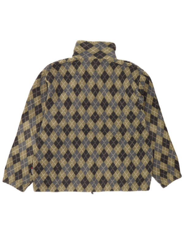 Aesse Mens Zip Neck Fleece Jumper Large Khaki Argyle/Diamond Polyester