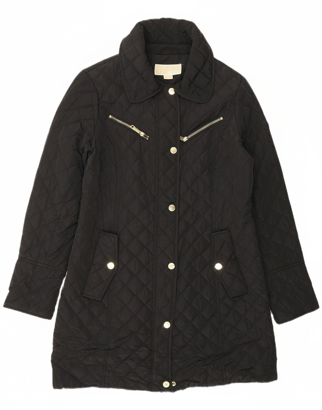 MICHAEL KORS Womens Quilted Jacket UK 10 Small Black Polyester