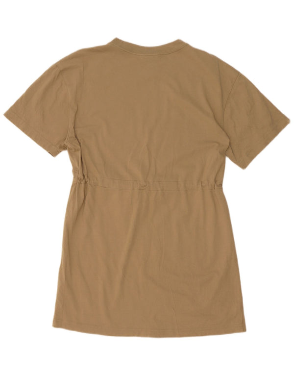 Abito t-shirt oversize con grafica Nike da donna UK 10 piccolo in cotone beige