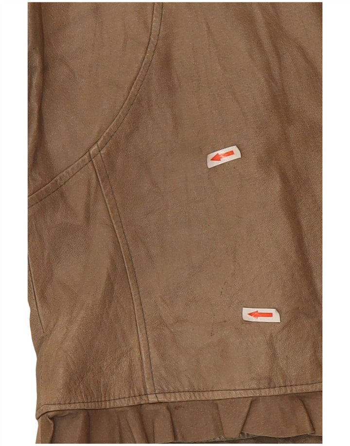 Vintage ženska crop kožna jakna UK 10 Mala bež