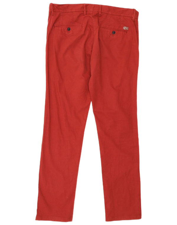 Zara Mens Slim Chino Trousers EU 46 XL W36 L32 Burgundy Cotton
