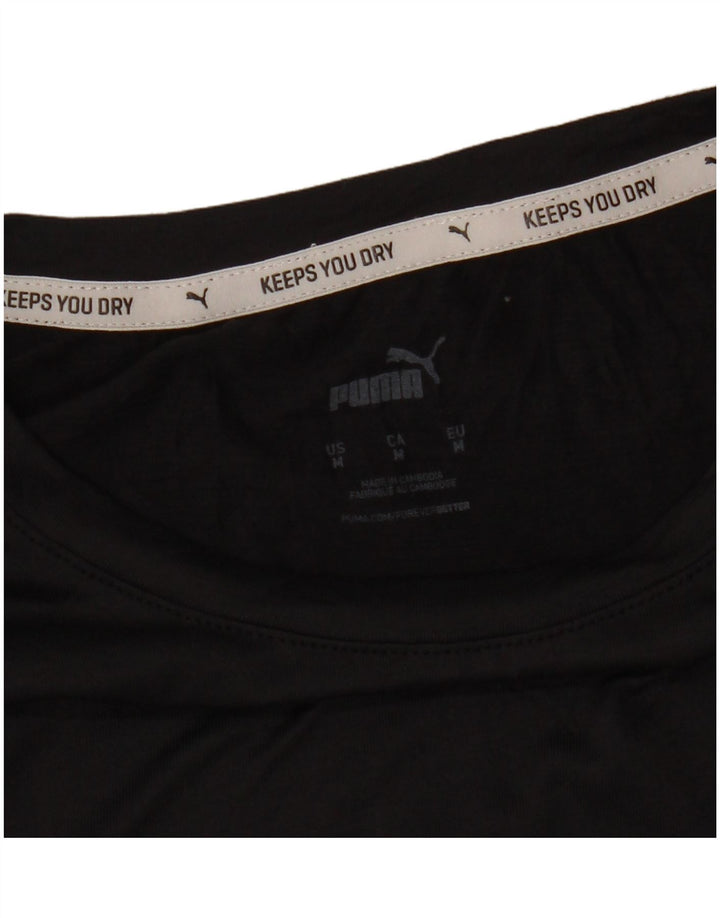 PUMA Womens Crop T-Shirt Top UK 14 Medium Black