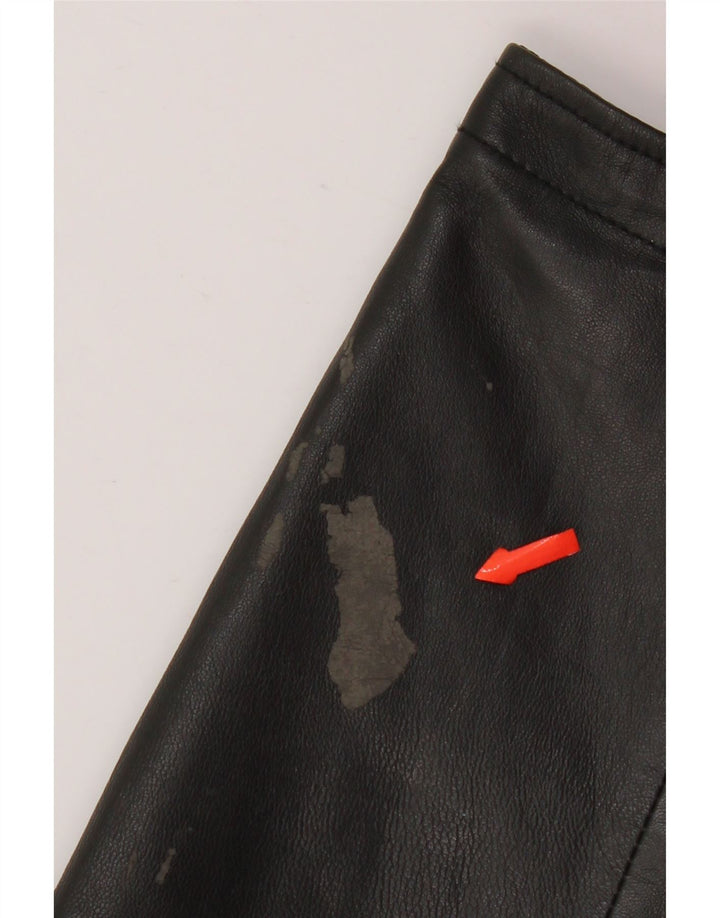 Conbipel Mens Bomber Leather Jacket IT 48 Medium Black Leather