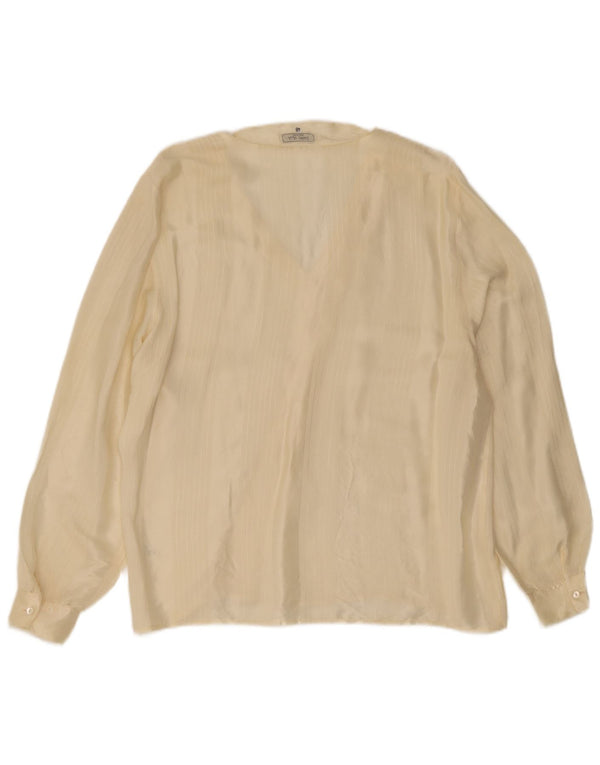 Vintage Womens Long Sleeve Blouse Top IT 48 XL Yellow Pinstripe Acetate