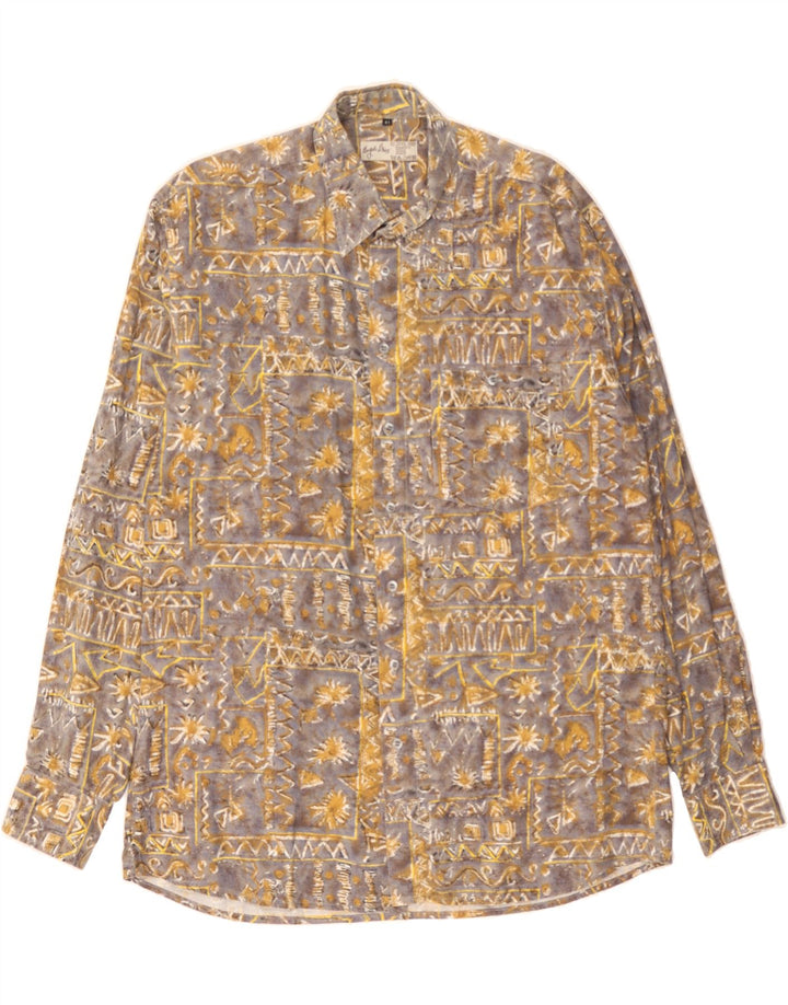 ANGELO LITRICO Mens Abstract Pattern Shirt Size 41 Large Grey Cotton Vintage Angelo Litrico and Second-Hand Angelo Litrico from Messina Hembry 