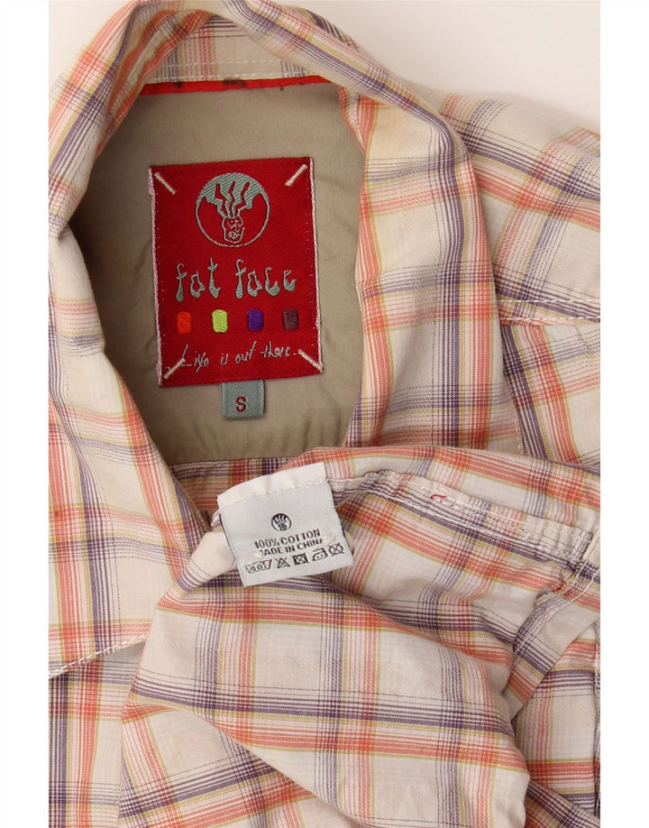 FAT FACE Chemise Flanelle Homme Petit Carreaux Blanc Cassé Coton