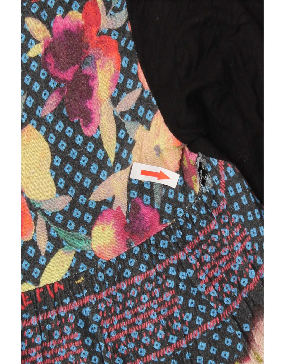 Desigual Donna Abstract Pattern Top Manica 3/4 UK 10 Small Nero Viscosa