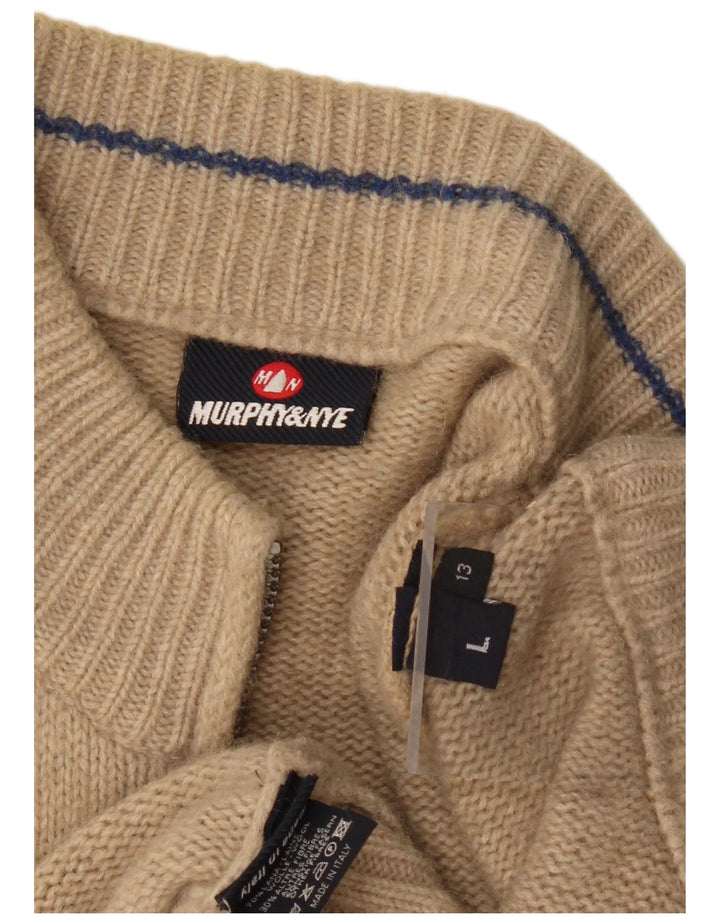 Murphy & Nye Mens Cardigan Sweater Large Beige Wool
