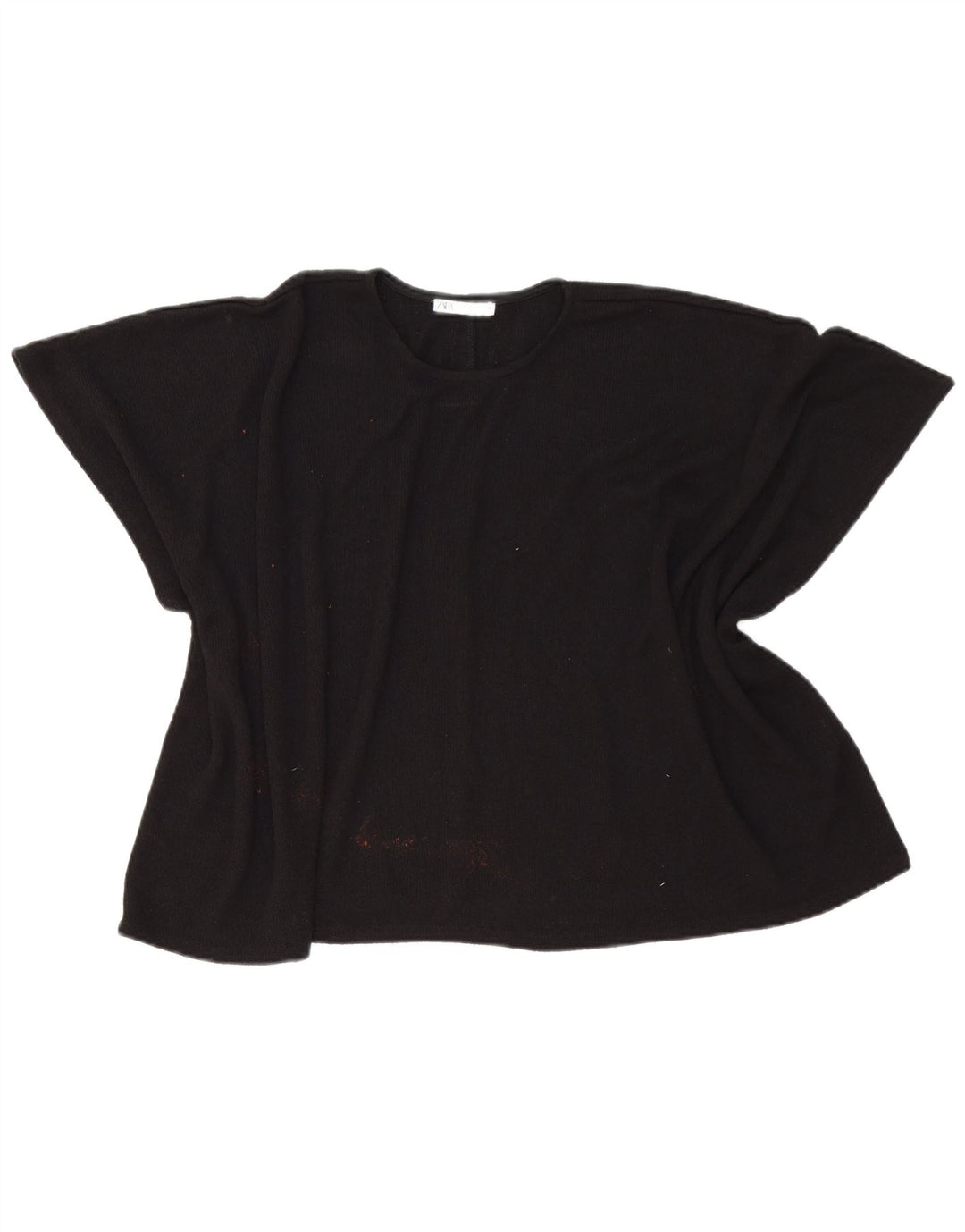 Zara Dame Poncho Bluse Top UK 14 Medium Sort Viscose