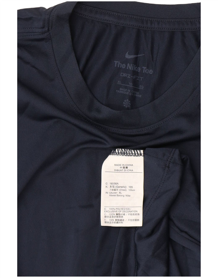 Nike Mens Dri Fit T-Shirt Top XL Navy Blue Polyester