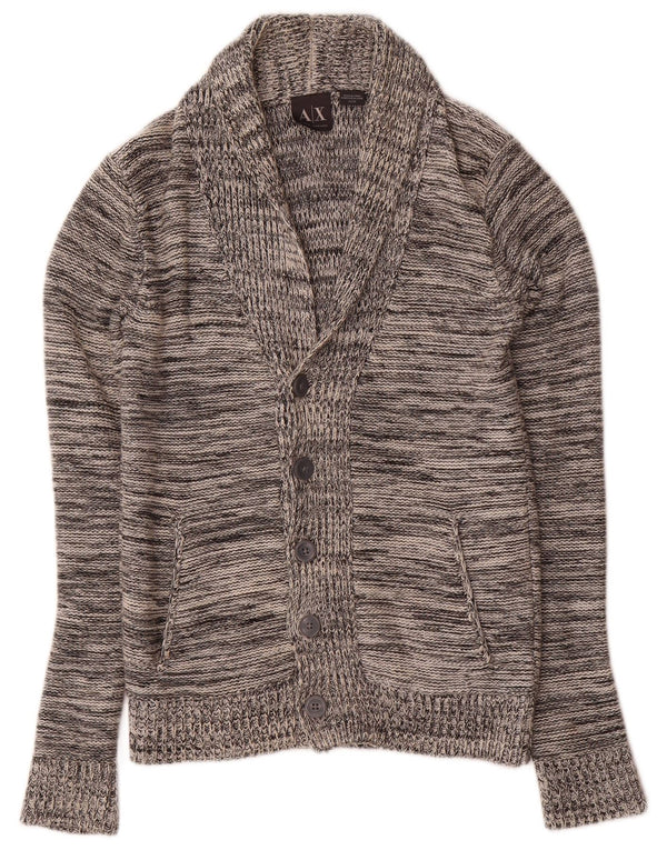 Maglione cardigan da uomo Armani Exchange XS in cotone screziato grigio