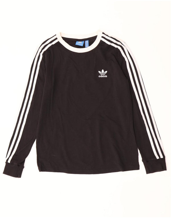 Adidas Womens Top Long Sleeve UK 10 Small Black Cotton