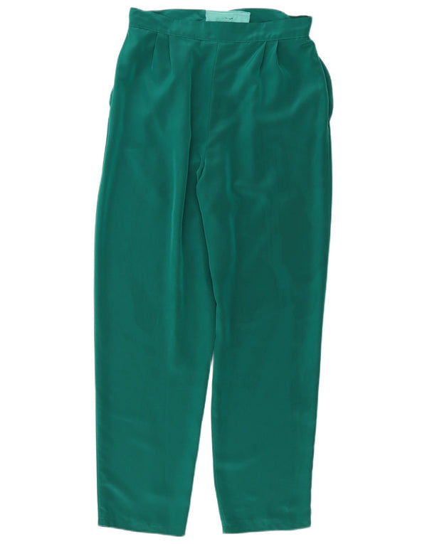 Vintage Damen-Freizeithose mit hoher Taille, W30, L29, grünes Polyester