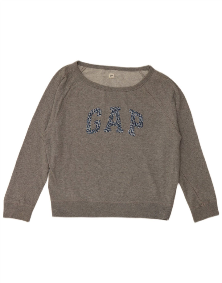 Gap Womens Graphic Oversized Sweatshirt Jumper UK 10 Small Grey Cotton