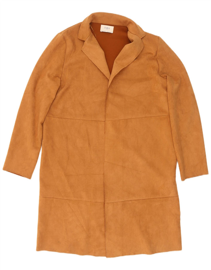 Soprabito aperto in pelle scamosciata da donna Zara UK 18 XL Marrone