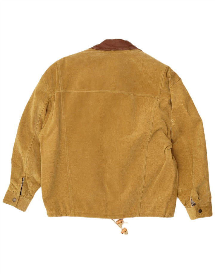 Front Line Mens Suede Jacket UK 40 Large Beige Leather