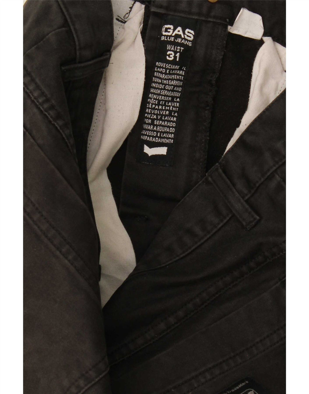 Gas Mens Bootcut Casual Trousers W31 L32 Black