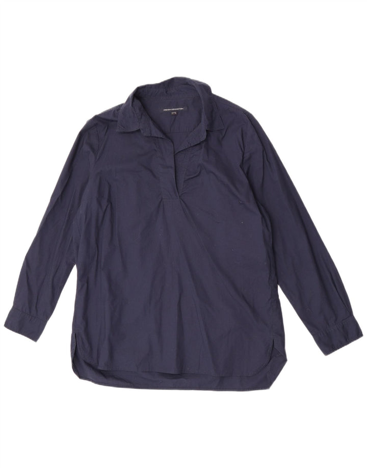 French Connection Chemise Pull Femme UK 14 Large Bleu Marine Coton