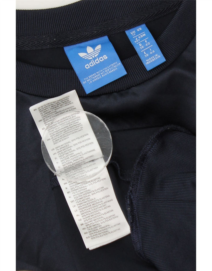 Adidas Sweat-shirt graphique pour femme UK 12 Bleu marine moyen Polyester