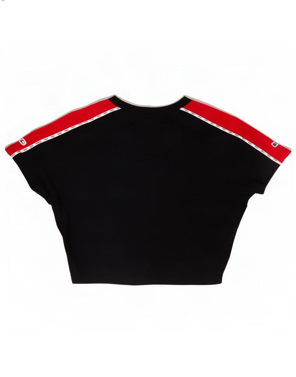 Γυναικείο γραφικό μπλουζάκι Ellesse Crop Top UK 10 Small Black Colourblock