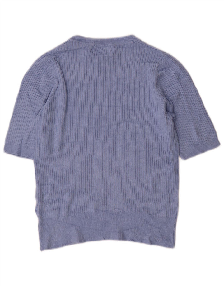 Marks & Spencer Womens Boat Neck Jumper Sweater UK 12 Medium Blue