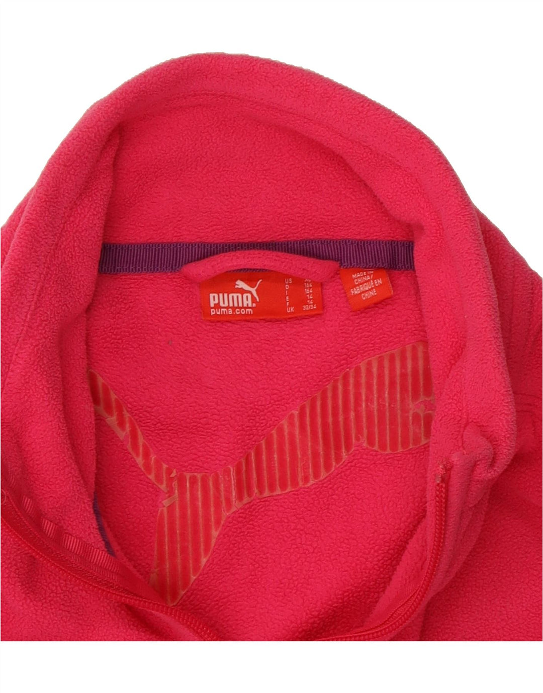PUMA Girls Fleece Jacket 13-14 Years Pink Polyester Vintage Puma and Second-Hand Puma from Messina Hembry 