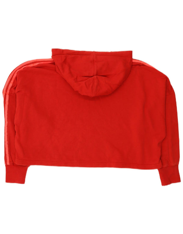 Adidas Dame Crop Oversized Hoodie Jumper UK 14 Medium Rød Bomuld