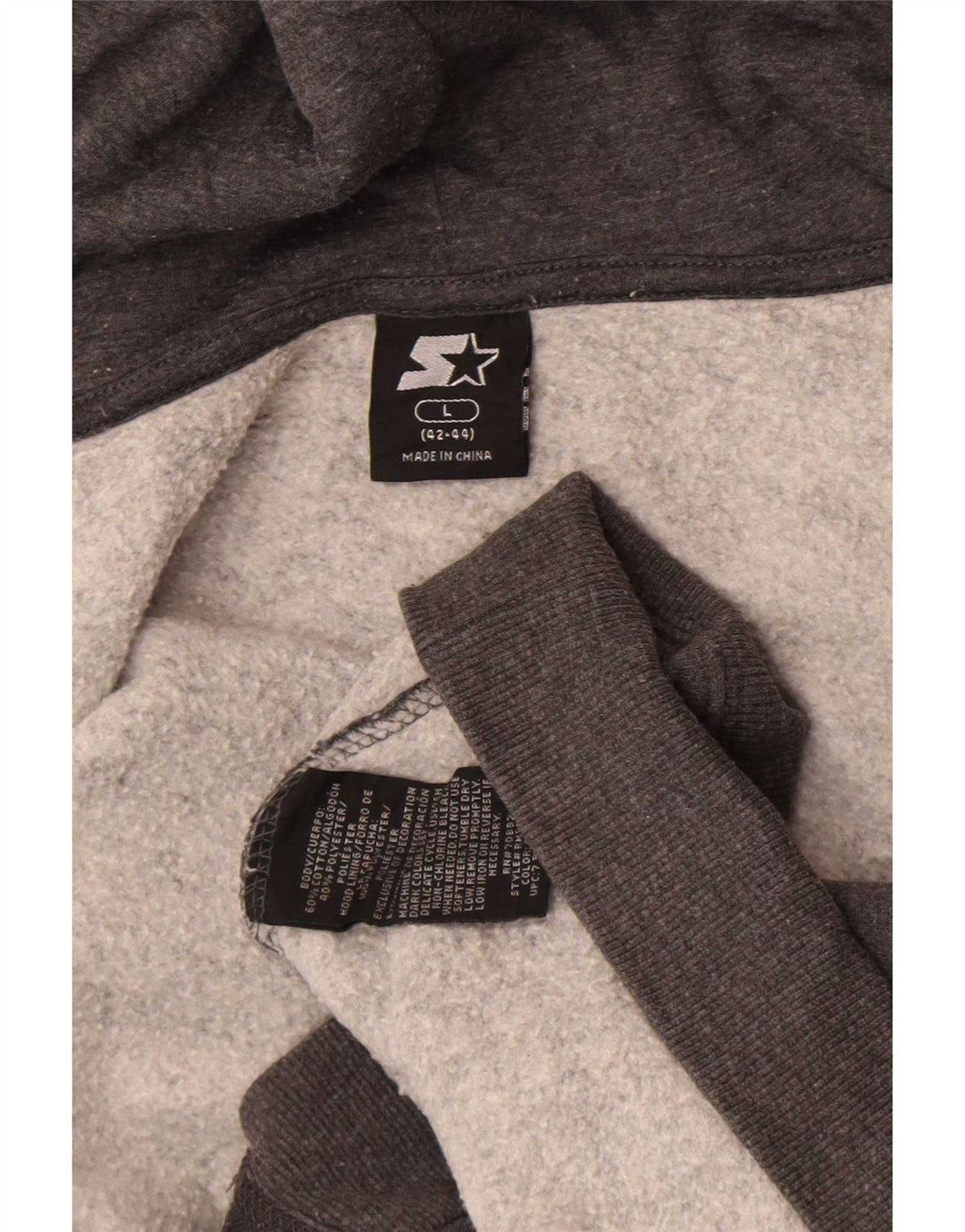 Starter Mens Zip Hoodie Sweater Large Grey Cotton