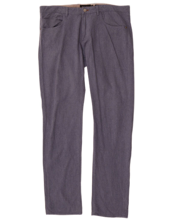 Massimo Dutti Mens Casual Fit Straight Trousers EU 44 Large W34 L34 Blue