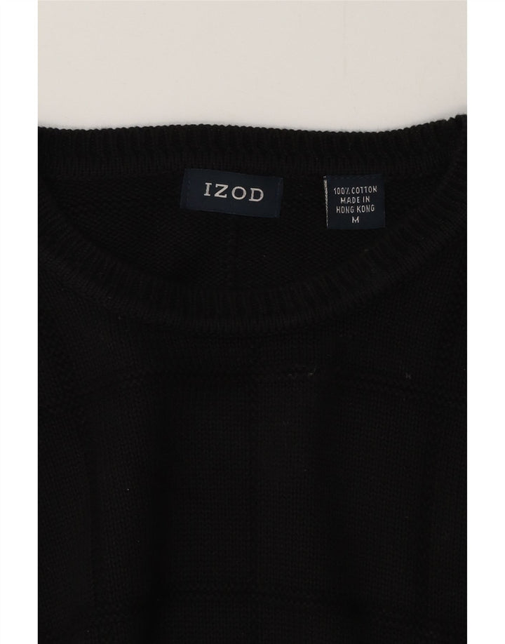 IZOD Mens Crew Neck Jumper Sweater Medium Black Cotton
