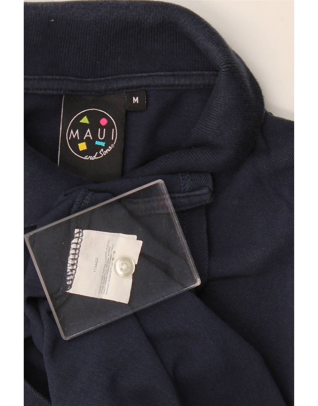 Maui and Sons Mens Polo Shirt Medium Navy Blue Cotton