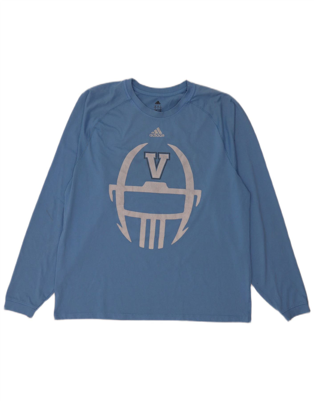 Adidas Mens Villanova Graphic Top Long Sleeve Large Blue Polyester