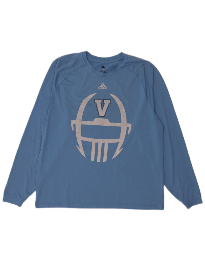 Adidas Mens Villanova Graphic Top Long Sleeve Large Blue Polyester