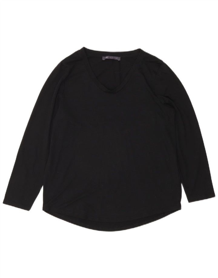 Marks & Spencer Top da donna a maniche lunghe UK 10 Small Nero Poliestere
