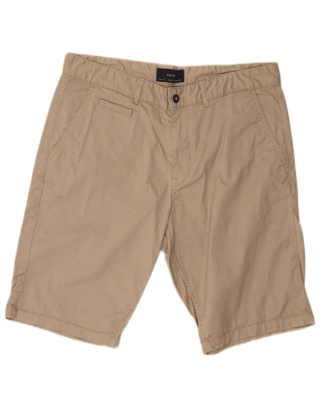 CELIO Mens Chino Shorts EU 44 Large W34  Beige Spotted