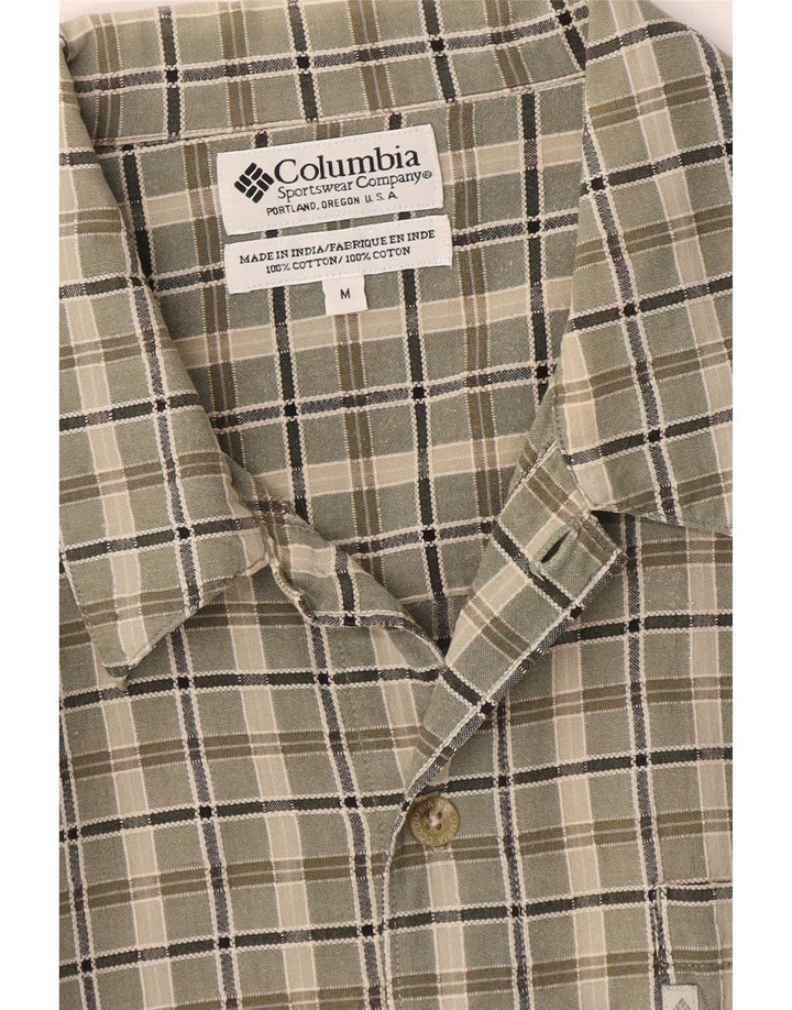 Columbia Mens Short Sleeve Shirt Medium Khaki Check Cotton