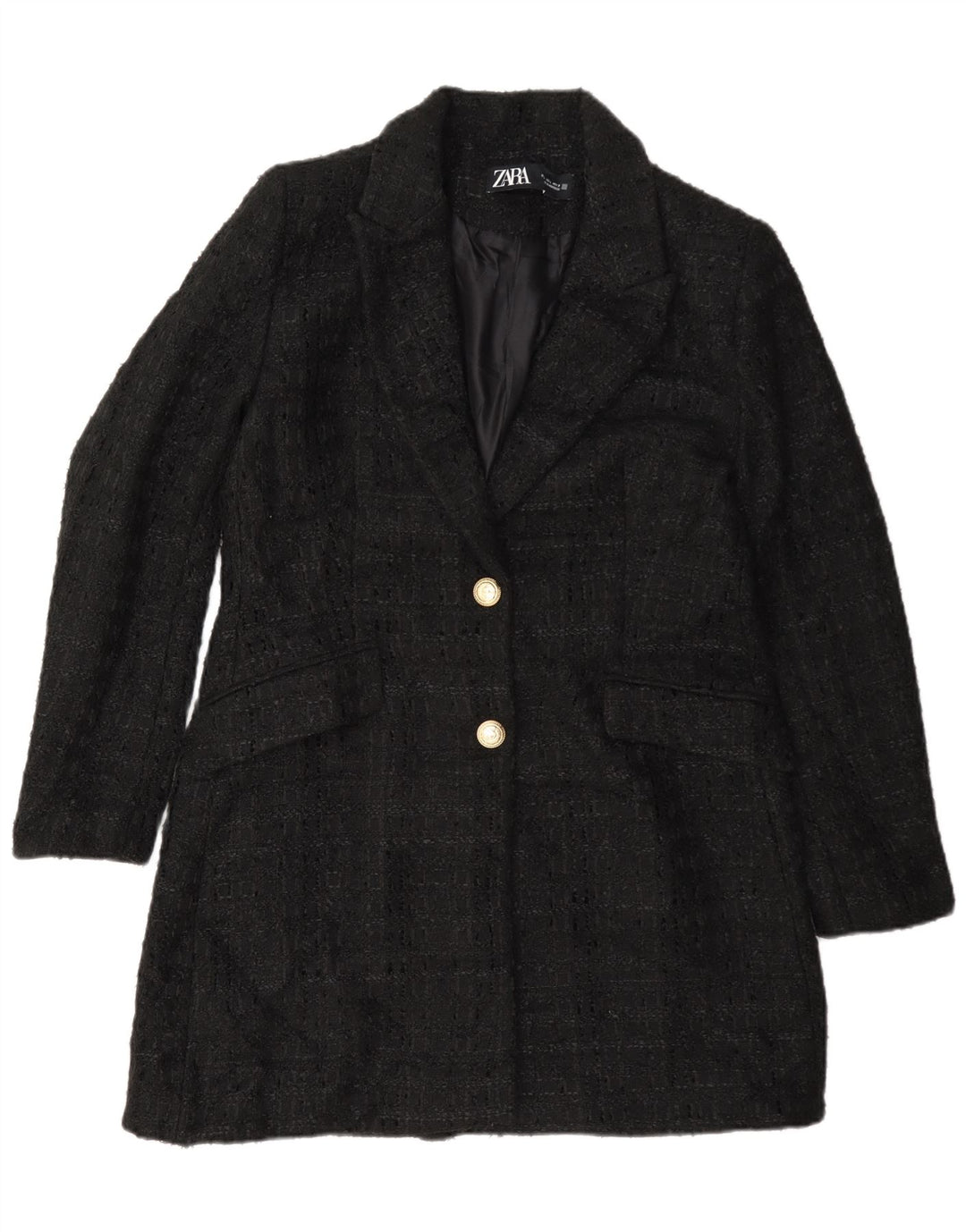 Zara Womens Pardessus UK 16 Large Noir Moucheté