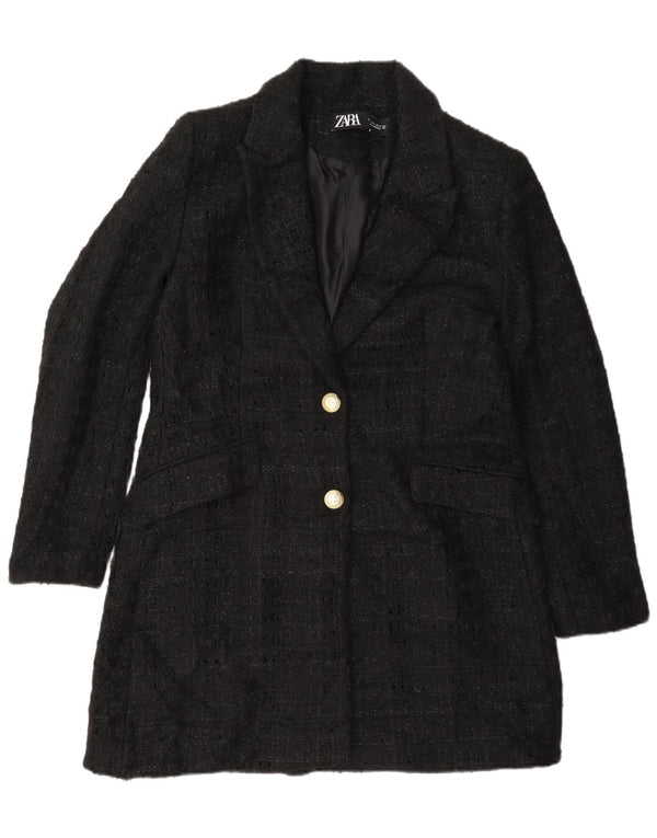 Zara Womens Pardessus UK 16 Large Noir Moucheté