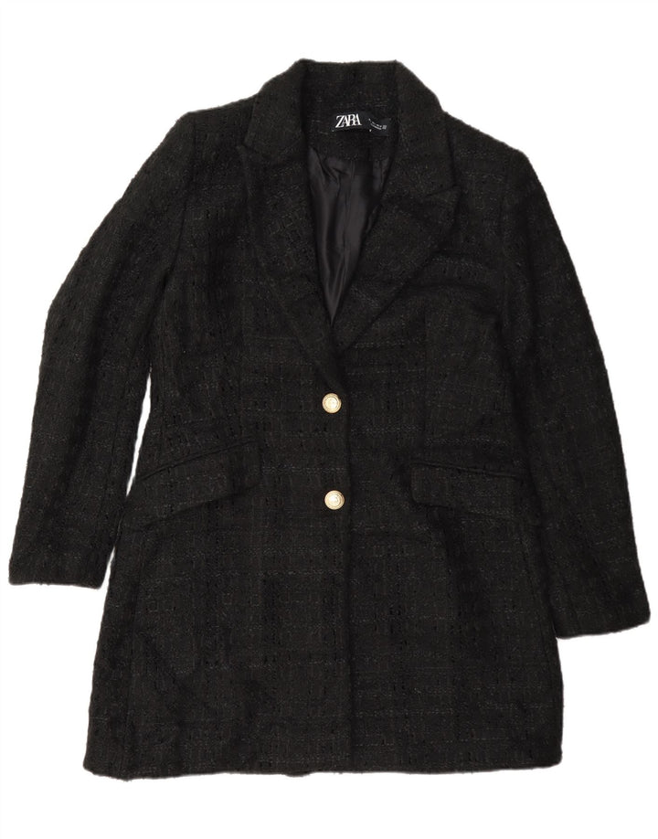Zara Womens Pardessus UK 16 Large Noir Moucheté