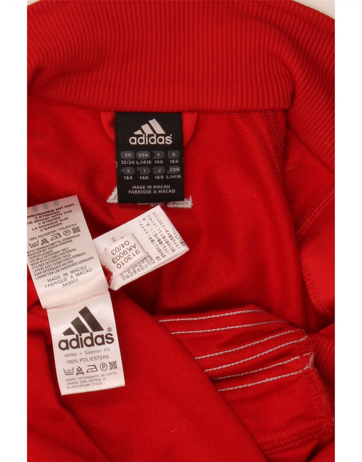 Adidas Boys Tracksuit Top Jacket 13-14 Years Red Polyester